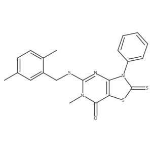 5-((2,5-dimethylbenzyl)thio)-6-methyl-3-phenyl-2-thioxo-2,3-dihydrothiazolo[4,5-d]pyrimidin-7(6H)-one结构式