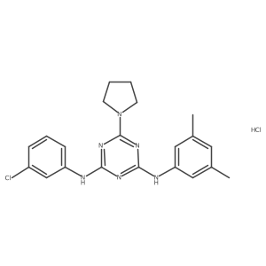 N2-(3-chlorophenyl)-N4-(3,5-dimethylphenyl)-6-(pyrrolidin-1-yl)-1,3,5-triazine-2,4-diamine hydrochloride结构式