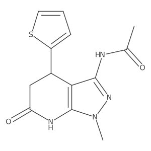 N-(1-methyl-6-oxo-4-(thiophen-2-yl)-4,5,6,7-tetrahydro-1H-pyrazolo[3,4-b]pyridin-3-yl)acetamide结构式