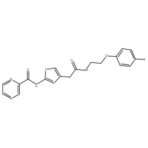 N-(4-(2-((2-(4-fluorophenoxy)ethyl)amino)-2-oxoethyl)thiazol-2-yl)pyrazine-2-carboxamide Structure