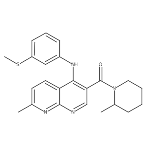(7-Methyl-4-((3-(methylthio)phenyl)amino)-1,8-naphthyridin-3-yl)(2-methylpiperidin-1-yl)methanone结构式