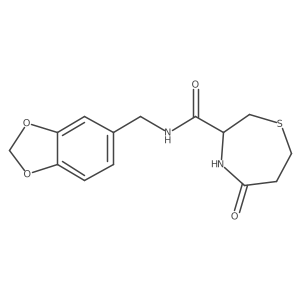 N-(benzo[d][1,3]dioxol-5-ylmethyl)-5-oxo-1,4-thiazepane-3-carboxamide Structure