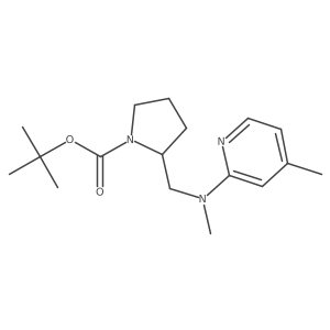 tert-Butyl 2-((methyl(4-methylpyridin-2-yl)amino)methyl)pyrrolidine-1-carboxylate结构式