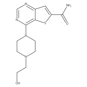 4-(4-(2-Hydroxyethyl)piperazin-1-yl)thieno[3,2-d]pyrimidine-6-carboxamide结构式