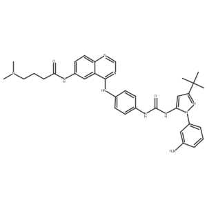 N-(4-{[4-({[1-(3-Aminophenyl)-3-Tert-Butyl-1h-Pyrazol-5-Yl]carbamoyl}amino)phenyl]amino}quinazolin-6-Yl)-4-(Dimethylamino)butanamide Structure