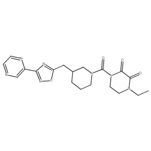 1-Ethyl-4-(3-((3-(pyrazin-2-yl)-1,2,4-oxadiazol-5-yl)methyl)piperidine-1-carbonyl)piperazine-2,3-dione结构式