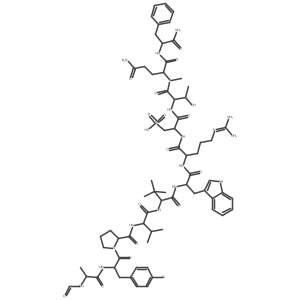 For-D-Ala-Phe(4-Br)-Pro-D-Val-Gly(tBu)-DL-Trp-DL-Arg-D-Cys(O3H)-Thr-N(Me)Gln-D-Phe-NH2结构式