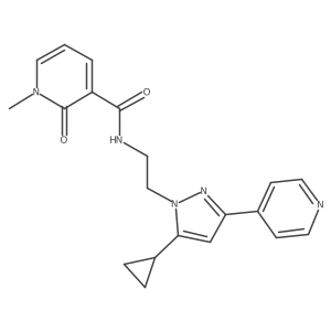 N-(2-(5-cyclopropyl-3-(pyridin-4-yl)-1H-pyrazol-1-yl)ethyl)-1-methyl-2-oxo-1,2-dihydropyridine-3-carboxamide结构式