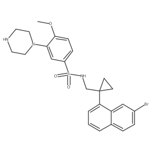 N-[[1-(7-bromonaphthalen-1-yl)cyclopropyl]methyl]-4-methoxy-3-piperazin-1-ylbenzenesulfonamide结构式