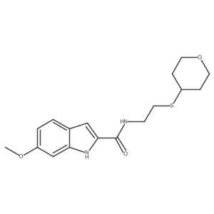 6-methoxy-N-(2-((tetrahydro-2H-pyran-4-yl)thio)ethyl)-1H-indole-2-carboxamide结构式