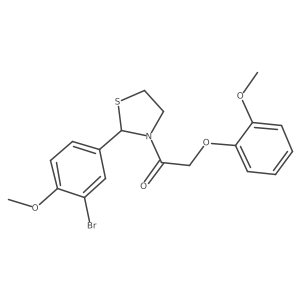 1-(2-(3-Bromo-4-methoxyphenyl)thiazolidin-3-yl)-2-(2-methoxyphenoxy)ethanone结构式