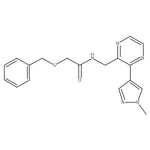 2-(benzylthio)-N-((3-(1-methyl-1H-pyrazol-4-yl)pyrazin-2-yl)methyl)acetamide Structure
