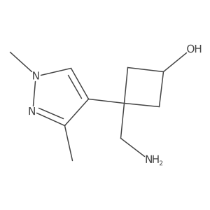 3-(aminomethyl)-3-(1,3-dimethyl-1H-pyrazol-4-yl)cyclobutan-1-ol结构式