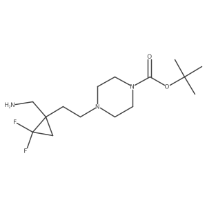 Tert-butyl 4-{2-[1-(aminomethyl)-2,2-difluorocyclopropyl]ethyl}piperazine-1-carboxylate Structure