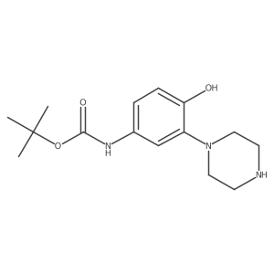 tert-butyl N-(4-hydroxy-3-piperazin-1-yl-phenyl)carbamate结构式