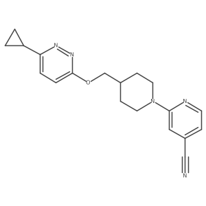 2-(4-{[(6-Cyclopropylpyridazin-3-yl)oxy]methyl}piperidin-1-yl)pyridine-4-carbonitrile结构式