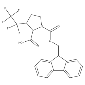 (2S,3S)-1-{[(9H-fluoren-9-yl)methoxy]carbonyl}-3-(1,1,2,2,2-pentafluoroethyl)pyrrolidine-2-carboxylic acid结构式
