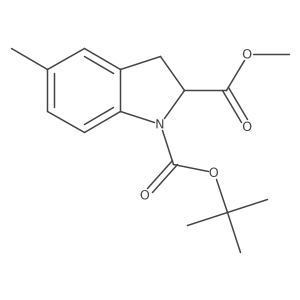 O1-tert-butyl O2-methyl 5-methylindoline-1,2-dicarboxylate结构式