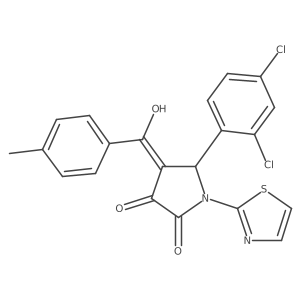 (4E)-5-(2,4-Dichlorophenyl)-4-[hydroxy-(4-methylphenyl)methylidene]-1-(1,3-thiazol-2-yl)pyrrolidine-2,3-dione结构式