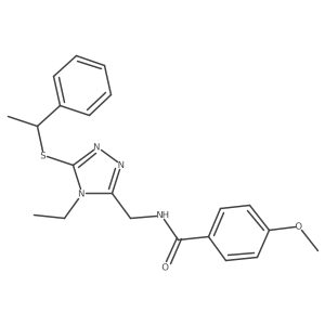 N-((4-ethyl-5-((1-phenylethyl)thio)-4H-1,2,4-triazol-3-yl)methyl)-4-methoxybenzamide结构式