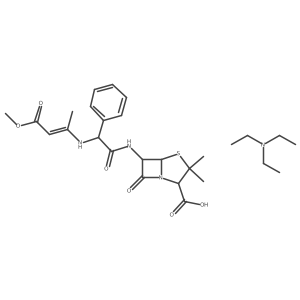 N,N-diethylethanamine;(2S,5R,6R)-6-[[(2R)-2-[(4-methoxy-4-oxobut-2-en-2-yl)amino]-2-phenylacetyl]amino]-3,3-dimethyl-7-oxo-4-thia-1-azabicyclo[3.2.0]heptane-2-carboxylic acid Structure