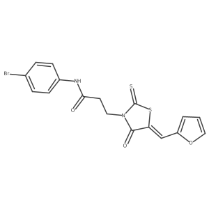 N-(4-bromophenyl)-3-[(5E)-5-[(furan-2-yl)methylidene]-4-oxo-2-sulfanylidene-1,3-thiazolidin-3-yl]propanamide结构式