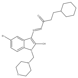 Cyclohexanepropanoic acid, (5-bromo-1,2-dihydro-1-(4-morpholinylmethyl)-2-oxo-3H-indol-3-ylidene)hydrazide Structure