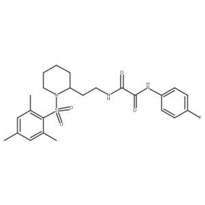 N1-(4-fluorophenyl)-N2-(2-(1-(mesitylsulfonyl)piperidin-2-yl)ethyl)oxalamide结构式