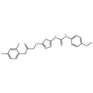N-(2,4-dimethylphenyl)-2-((5-(3-(4-methoxyphenyl)ureido)-1,3,4-thiadiazol-2-yl)thio)acetamide结构式