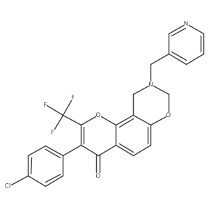 3-(4-chlorophenyl)-9-(pyridin-3-ylmethyl)-2-(trifluoromethyl)-9,10-dihydrochromeno[8,7-e][1,3]oxazin-4(8H)-one结构式
