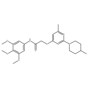2-{[6-methyl-2-(4-methylpiperidin-1-yl)pyrimidin-4-yl]oxy}-N-(3,4,5-trimethoxyphenyl)acetamide结构式