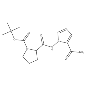 (S)-tert-Butyl 2-(2-carbamoyl-1H-pyrrol-1-ylcarbamoyl)pyrrolidine-1-carboxylate结构式