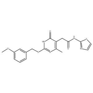 2-(2-((3-methoxybenzyl)thio)-4-methyl-6-oxo-1,6-dihydropyrimidin-5-yl)-N-(thiazol-2-yl)acetamide Structure