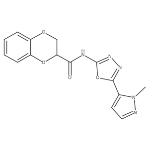N-(5-(1-methyl-1H-pyrazol-5-yl)-1,3,4-oxadiazol-2-yl)-2,3-dihydrobenzo[b][1,4]dioxine-2-carboxamide Structure
