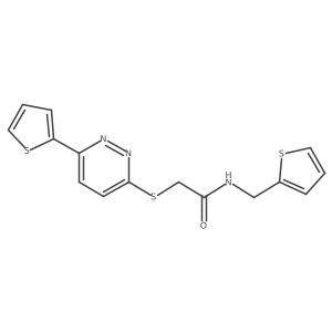 2-((6-(thiophen-2-yl)pyridazin-3-yl)thio)-N-(thiophen-2-ylmethyl)acetamide结构式