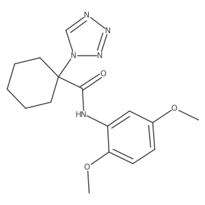 N-(2,5-dimethoxyphenyl)-1-(1H-tetrazol-1-yl)cyclohexanecarboxamide结构式