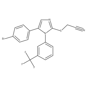 2-((5-(4-bromophenyl)-1-(3-(trifluoromethyl)phenyl)-1H-imidazol-2-yl)thio)acetonitrile结构式