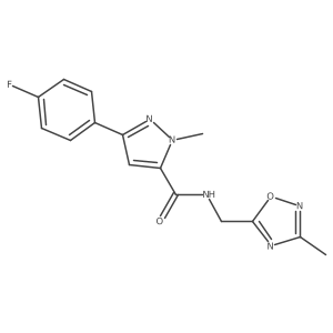 3-(4-fluorophenyl)-1-methyl-N-((3-methyl-1,2,4-oxadiazol-5-yl)methyl)-1H-pyrazole-5-carboxamide Structure