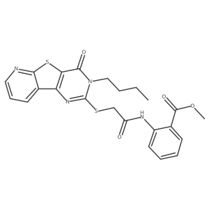 Methyl 2-(2-((3-butyl-4-oxo-3,4-dihydropyrido[3',2':4,5]thieno[3,2-d]pyrimidin-2-yl)thio)acetamido)benzoate结构式