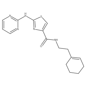 N-(2-(cyclohex-1-en-1-yl)ethyl)-2-(pyrimidin-2-ylamino)thiazole-4-carboxamide结构式