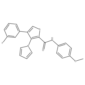 4-(3-fluorophenyl)-N-(4-methoxyphenyl)-3-(1H-pyrrol-1-yl)thiophene-2-carboxamide结构式