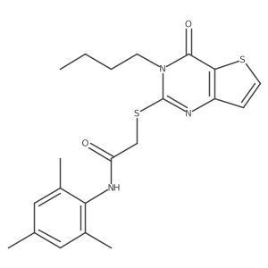 2-[(3-butyl-4-oxo-3,4-dihydrothieno[3,2-d]pyrimidin-2-yl)sulfanyl]-N-(2,4,6-trimethylphenyl)acetamide Structure