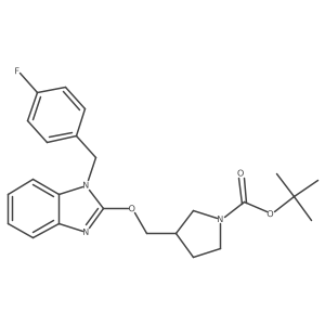 tert-Butyl 3-(((1-(4-fluorobenzyl)-1H-benzo[d]imidazol-2-yl)oxy)methyl)pyrrolidine-1-carboxylate结构式
