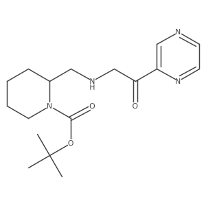 tert-Butyl 2-(((2-oxo-2-(pyrazin-2-yl)ethyl)amino)methyl)piperidine-1-carboxylate结构式