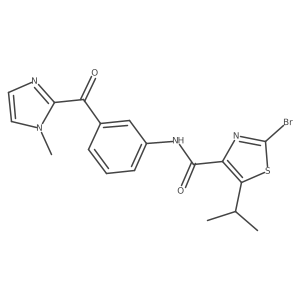 2-bromo-5-isopropyl-N-{3-[(1-methyl-1H-imidazol-2-yl)carbonyl]phenyl}-1,3-thiazole-4-carboxamide Structure