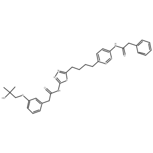 2-(3-(2-Hydroxy-2-methylpropoxy)phenyl)-N-(5-(4-(6-(2-phenylacetamido)pyridazin-3-yl)butyl)-1,3,4-thiadiazol-2-yl)acetamide Structure