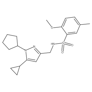 N-((1-cyclopentyl-5-cyclopropyl-1H-pyrazol-3-yl)methyl)-2-methoxy-5-methylbenzenesulfonamide Structure