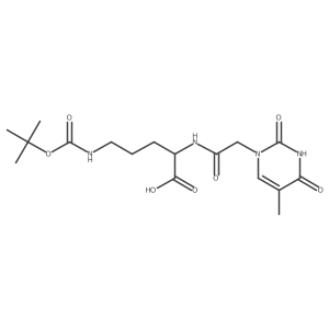 (S)-5-((tert-Butoxycarbonyl)amino)-2-(2-(5-methyl-2,4-dioxo-3,4-dihydropyrimidin-1(2H)-yl)acetamido)pentanoic acid结构式