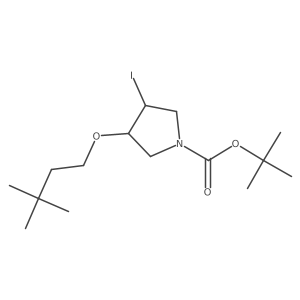 Tert-butyl 3-(3,3-dimethylbutoxy)-4-iodopyrrolidine-1-carboxylate结构式