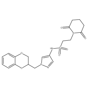 N-(1-((2,3-dihydrobenzo[b][1,4]dioxin-2-yl)methyl)-1H-pyrazol-4-yl)-2-(2,6-dioxopiperidin-1-yl)ethanesulfonamide Structure